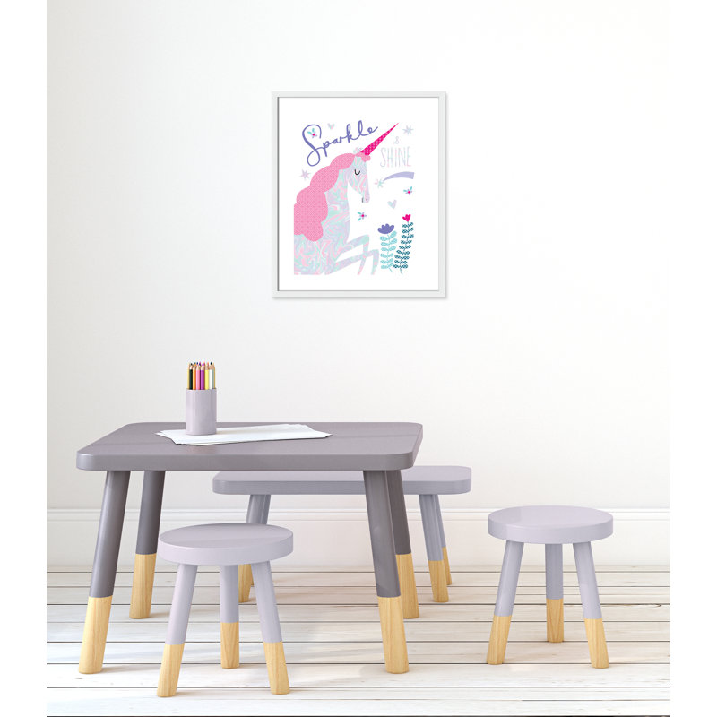 «Sparkle Unicorn», art encadré, H 24,5 po x l 20,5 po x P 1,18 po, Cadre blanc