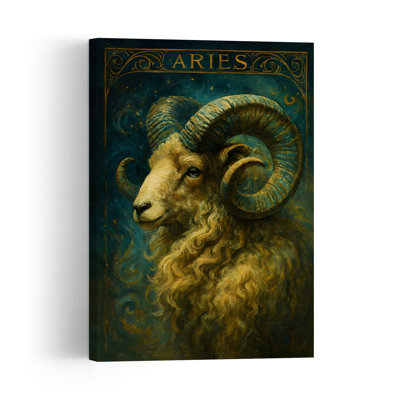 Celestial Aries Ram Mystical Contemporary Animal Portrait Wall Art Print