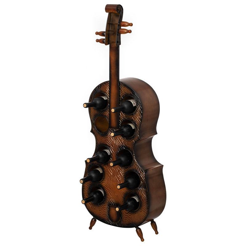  Support à vin en forme de violoncelle 10 bouteilles Support métallique autoportant Vintage