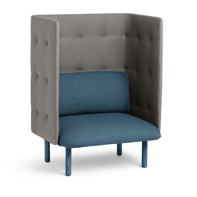 Méridienne QT, Bleu foncé / tissage uni gris / mousseline
