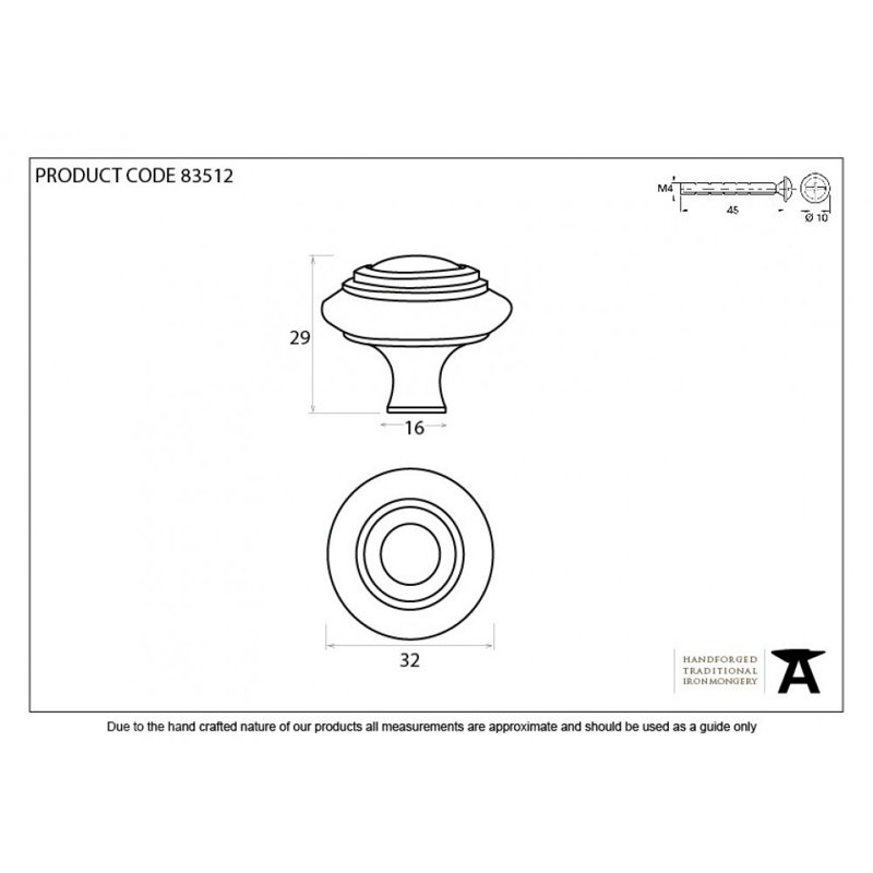 Ringed Round Knob, 3.2cm, Silver