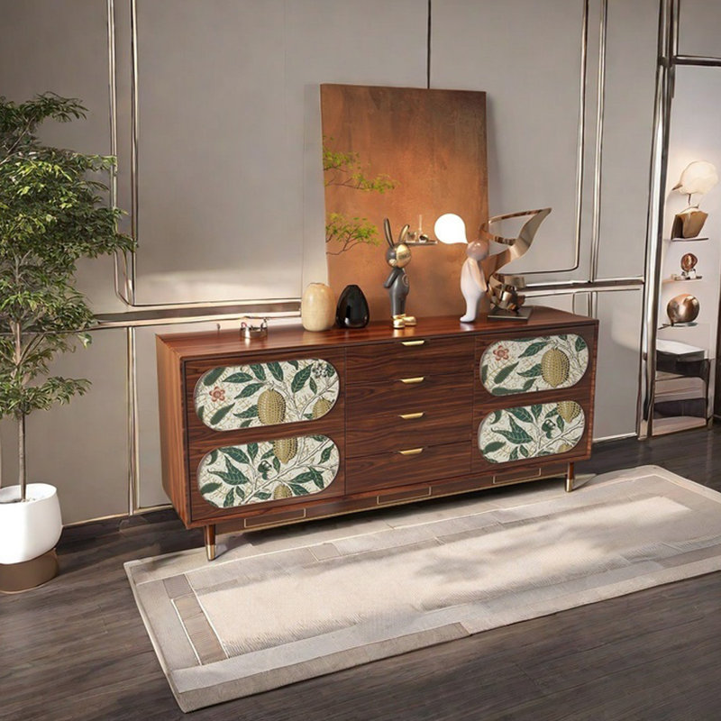 Elegant Ash Wood Frame 8-Drawer Sideboard