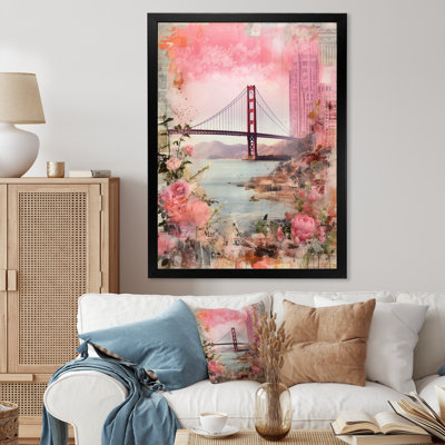 Golden Gate San Francisco - collage rétro rose