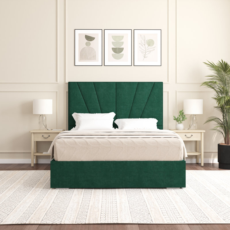 Alahnna Upholstered Bed Frame    , Single (3'), Emerald