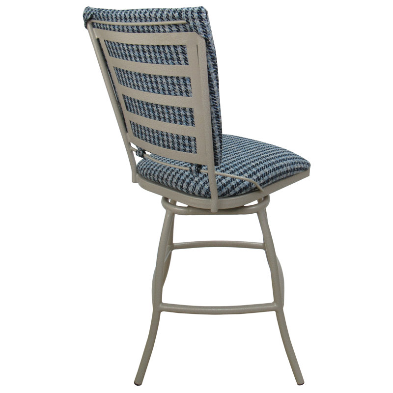 Demy Powder Coated Aluminum Outdoor Stool with Cushion, 26"