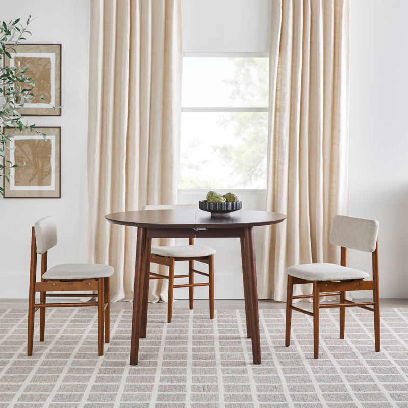 Linelle Solid Wood Extendable Dining Table, Walnut
