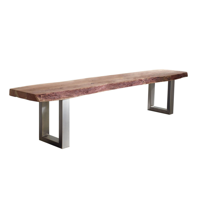 Freeform Solid Wood Bench, 45cm H x 135cm W x 38cm D, Natural Stone