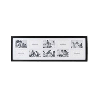 Hokku Designs 8x20 Black Photo Collage Frame, Displays Four 4x6 inch  Photos, Metal Frame with Real Glass