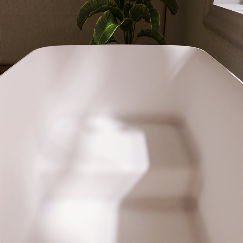 Baignoire profonde autoportante en pierre blanche 47 "pour appartements avec siège 47"