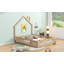 Lit plateforme en bois pleine grandeur avec garde-corps, naturel-185363146