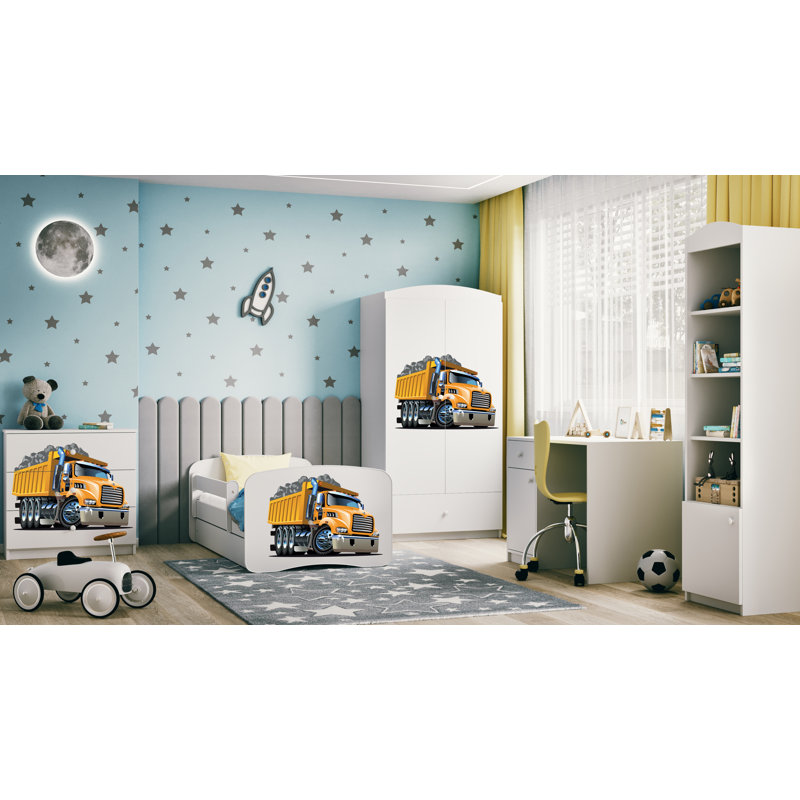 Cicero Drawer Convertible Bed and Mattress, White, European Toddler (80 x 180 cm)