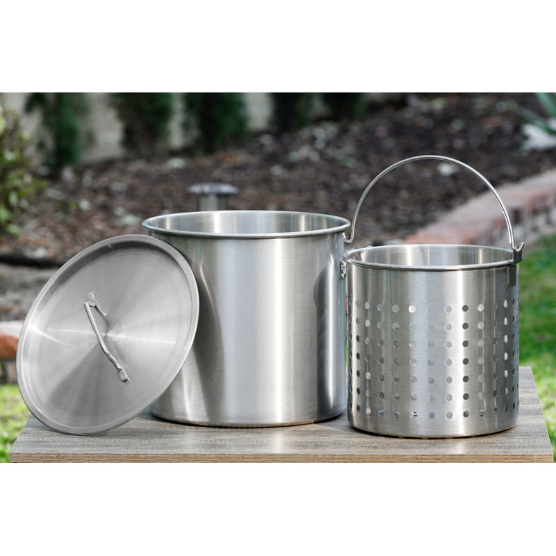 Barton Stainless Steel Stock Pot with Strainer Basket, 32 Qt.
