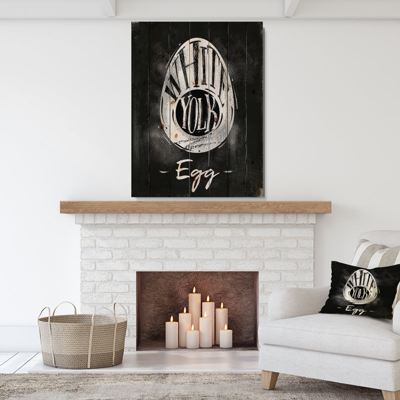 Reproduction d’art graphique avec coupe d’œuf Farmhouse Food, H 20 po x l 15 po x P 1po, Bois
