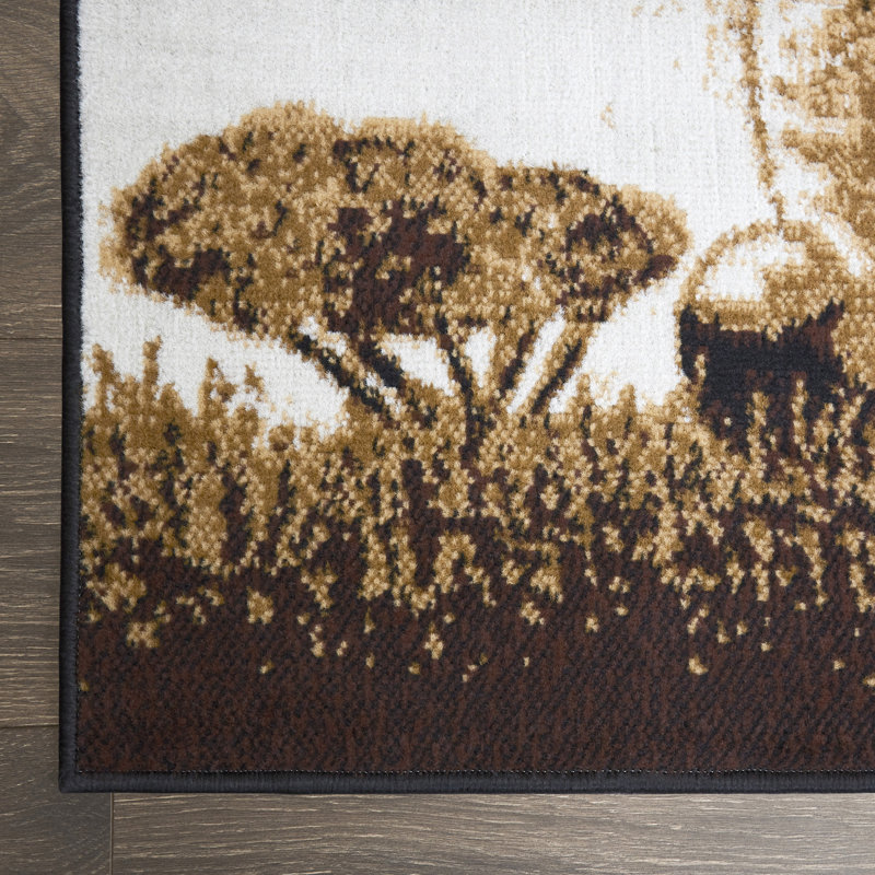 Zone Modern Area Rug With Animal Print African Carpet Rug With Jute Backing - Elephant Print, Rectangle 4pi x 6 pi