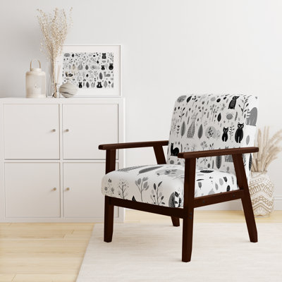 Minimalist Forest Animal Pattern - Upholstered Casual Accent Arm Chair