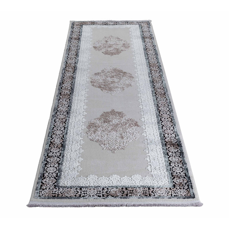 Machine Woven Grey Indoor Rug, Runner 80 x 300cm