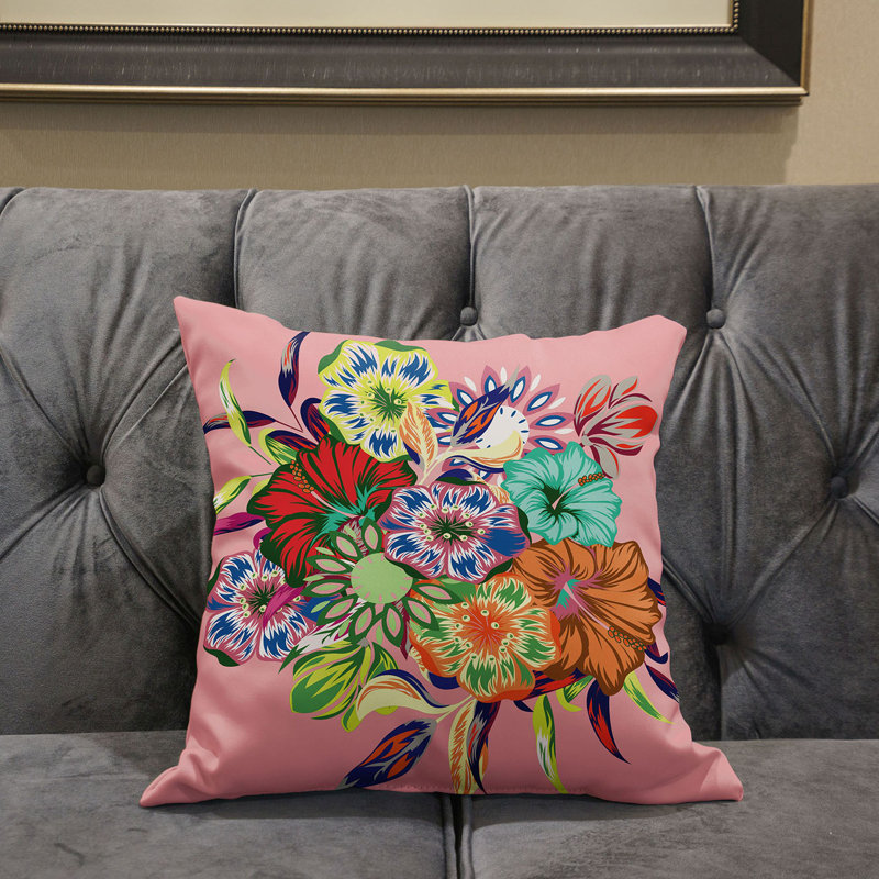 Housse et insert de coussin décoratif en polyester , 16 po x 16 po, Menthe / Orange