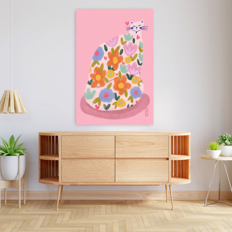 Art contemporain fleur de chat moderne, H 48 po x l 32 po
