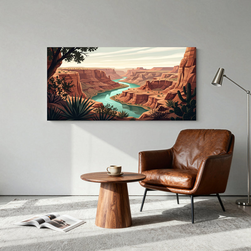 Ensemble de 1 tableau sur toile Canyon River, 32“W x 16”H, Wrapped Canvas