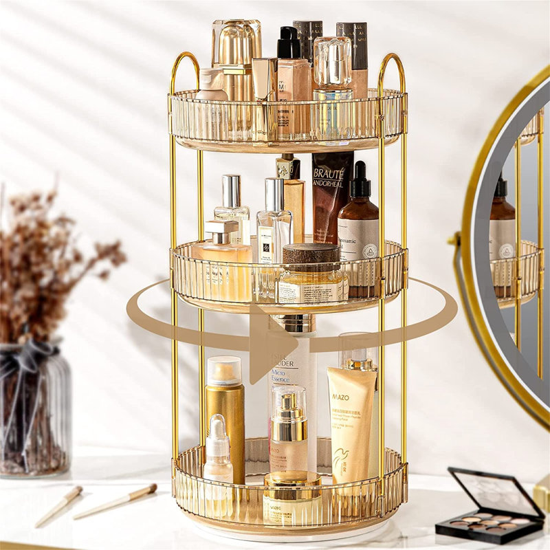 Ayushi Plastic Makeup Organiser, Gold