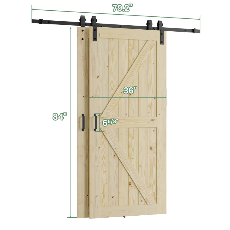 Portes doubles de grange coulissantes à panneaux en bois massif, 63 po x 84 po