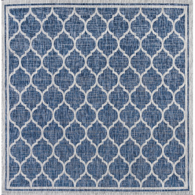 Tapis d'intérieur / extérieur bleu marine / gris Hague Moroccan Trellis