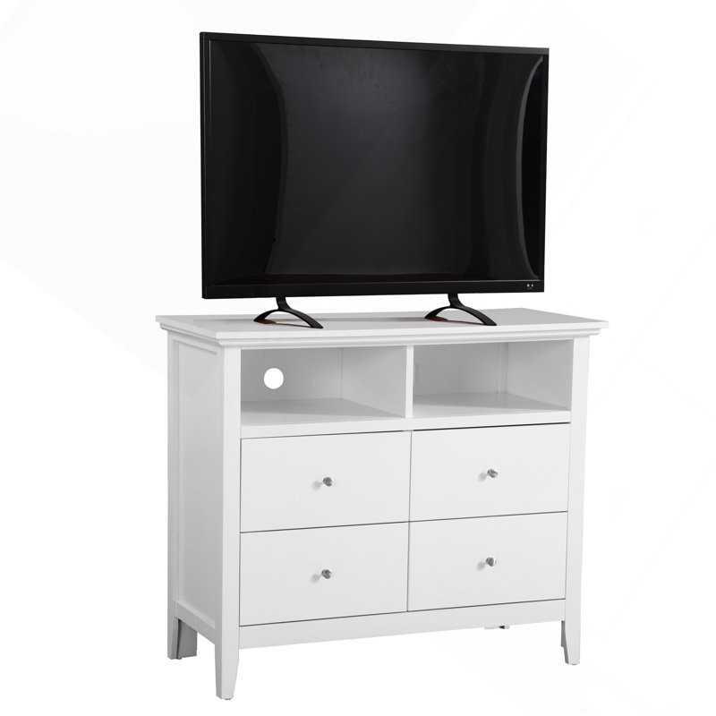Élégant meuble télé blanc avec rangement spacieux et placages en bois véritable durable pour les salons modernes