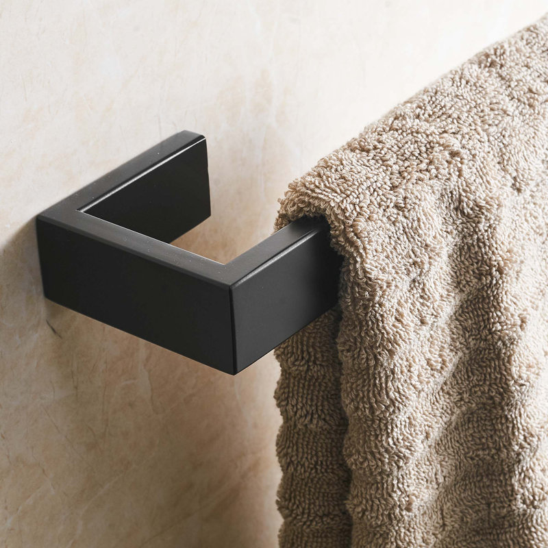 Porte-serviettes de salle de bain à angle simple en acier inoxydable Sus304, Noir mat