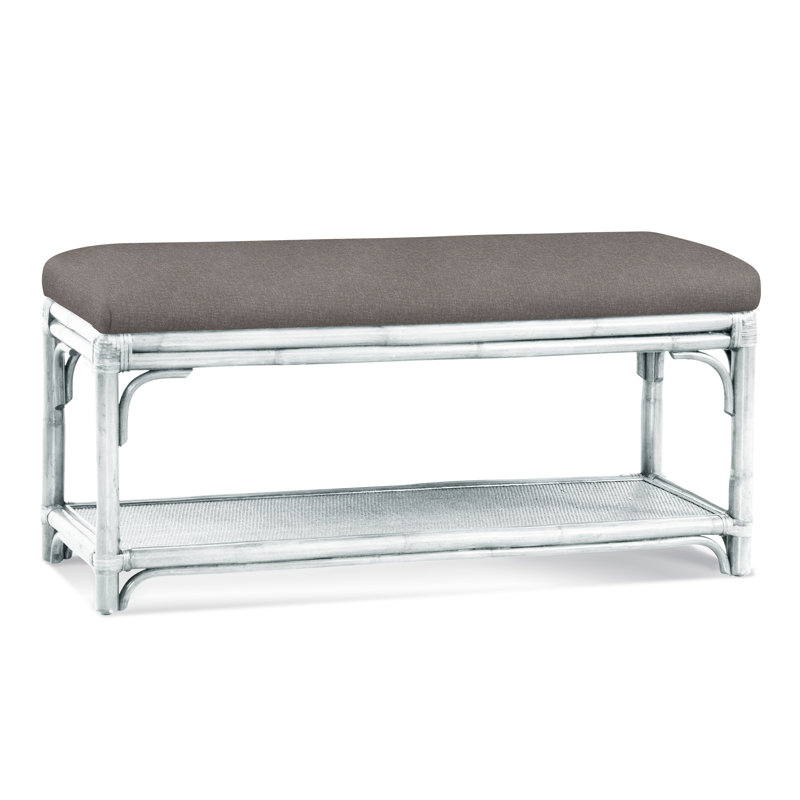 Banc de rangement en osier Summer Retreat, Blanc givré, Avoine Crypton Performance; 0822-74