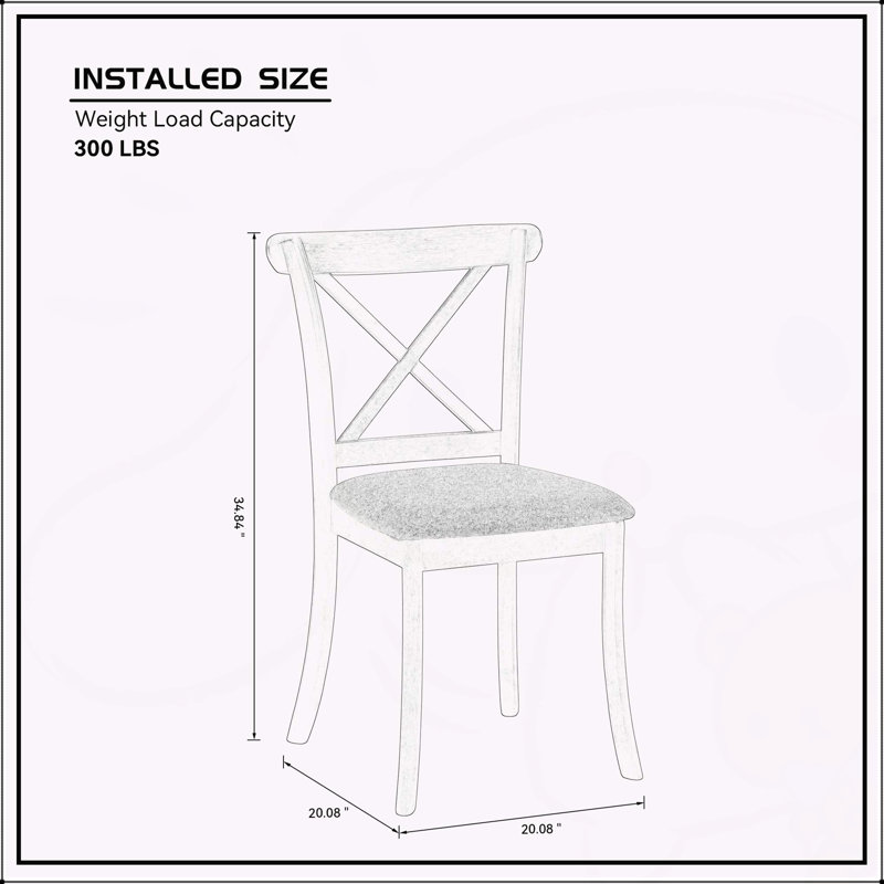 Ensemble de 2 chaises de salle à manger en bois, Blanc, Brun
