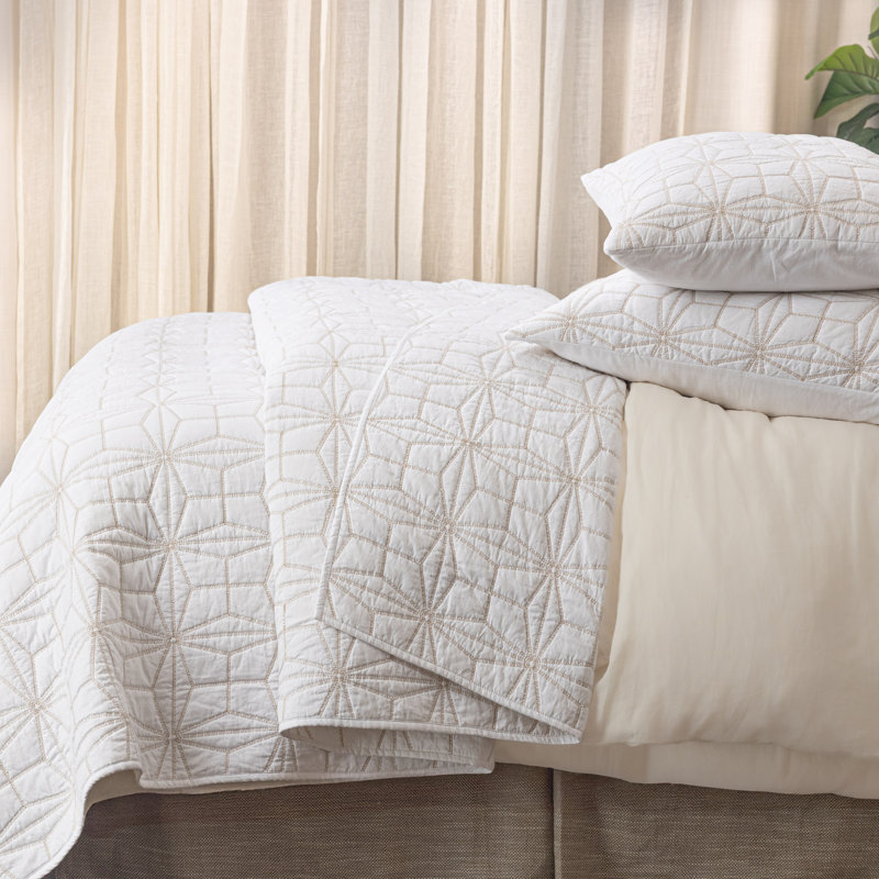 Taie d'oreiller Valeria, blanche/naturel, standard, King Sham