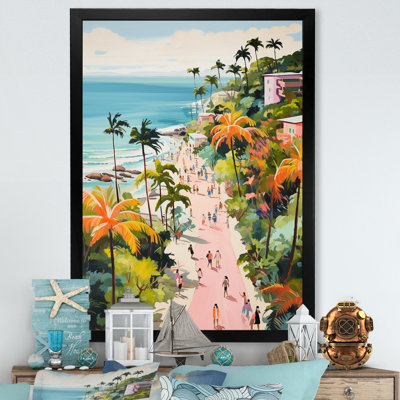 Scène de plage côtière, paradis en couleur pastel II - art de la plage côtière