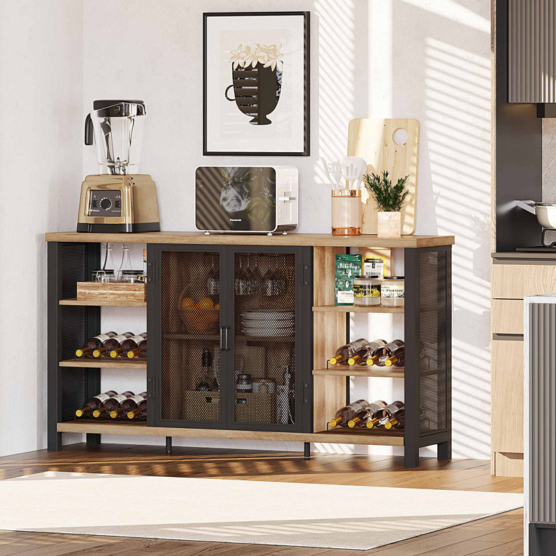 Armoire à vin pour boissons alcoolisées et verres à vin Guinna, Chêne rustique