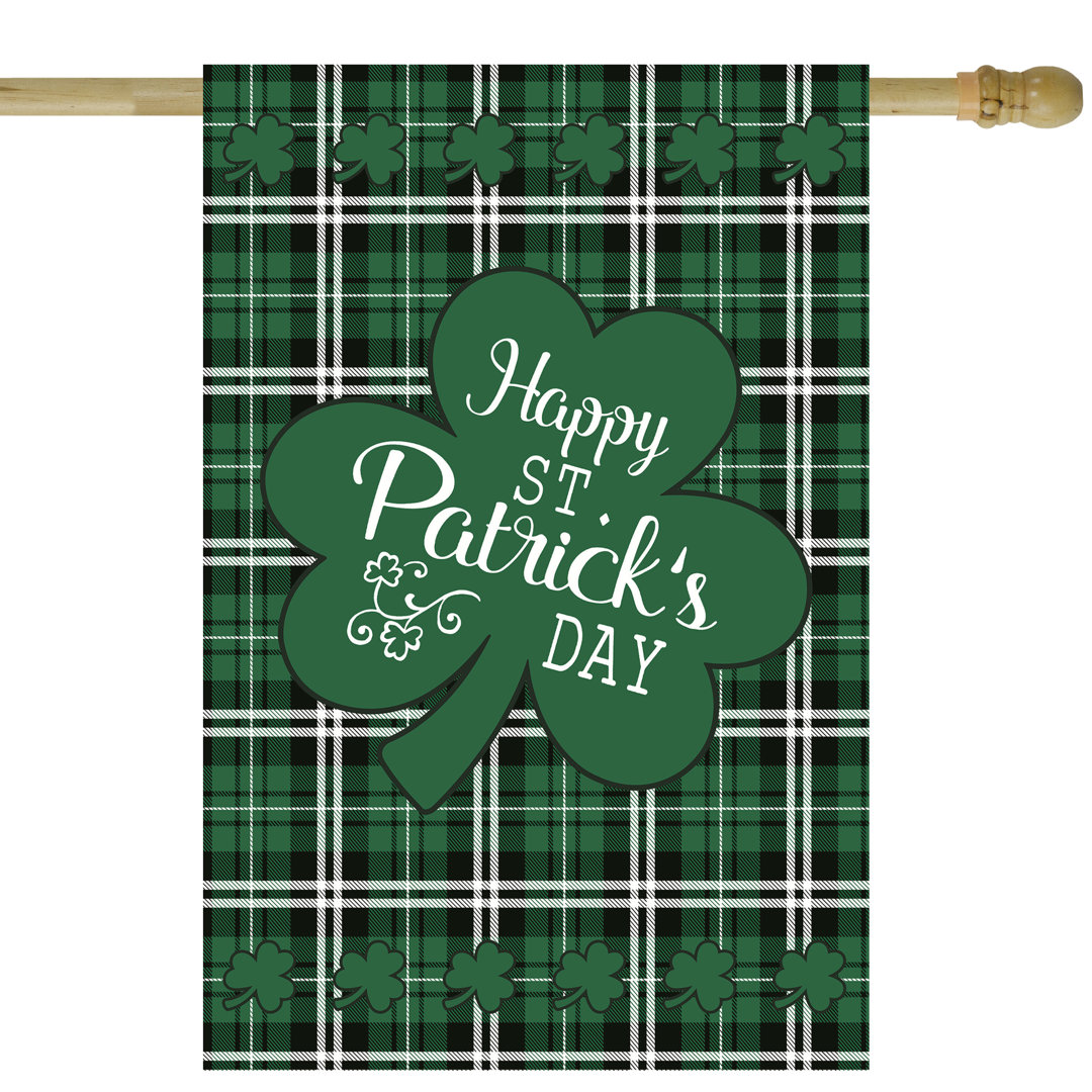 Happy St. Patrick's Day Plaid Outdoor House Flag 28" x 40" Northlight Seasonal