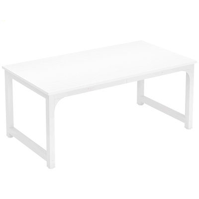70.8" Executive Office Desk, Large Modern Computer Workstation With Thick Metal Frame, White Business Furniture For Home Office