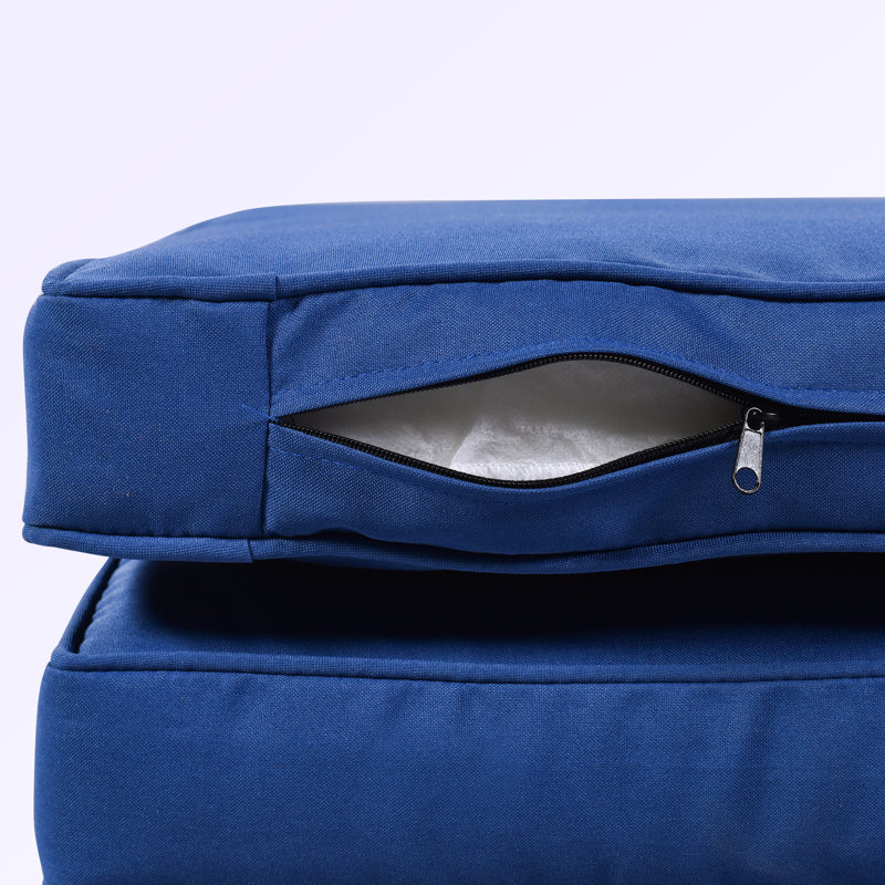Ensemble de conversation en osier pour 5 personnes avec coussins Amaras Polyéthylène (PE), Bleu