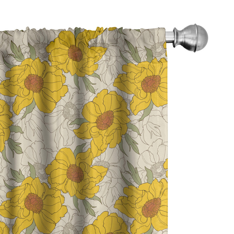 Floral Semi-Sheer Rod Pocket Curtain Panels, 28" x 95"