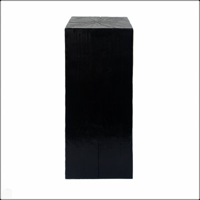 Table de bout à colonne carrée à aspect bois MGO, H33,75, finition vieillie d'aspect bois, usage intérieur / extérieur polyvalent
