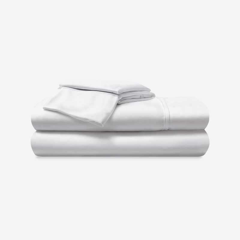 Bright White Twin Cotton Bamboo Sheet Set