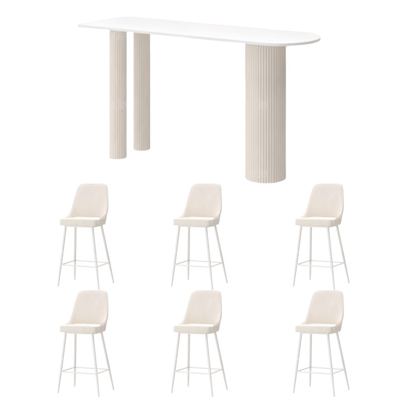 Cream-style simple rock plate bar table, 41.30”H x 62.90”L x 19.60”W, 6
