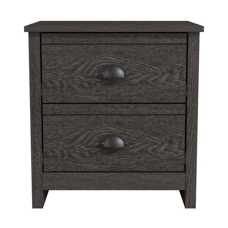 Bhure 20.8" 2 Drawer Nightstand, Gray