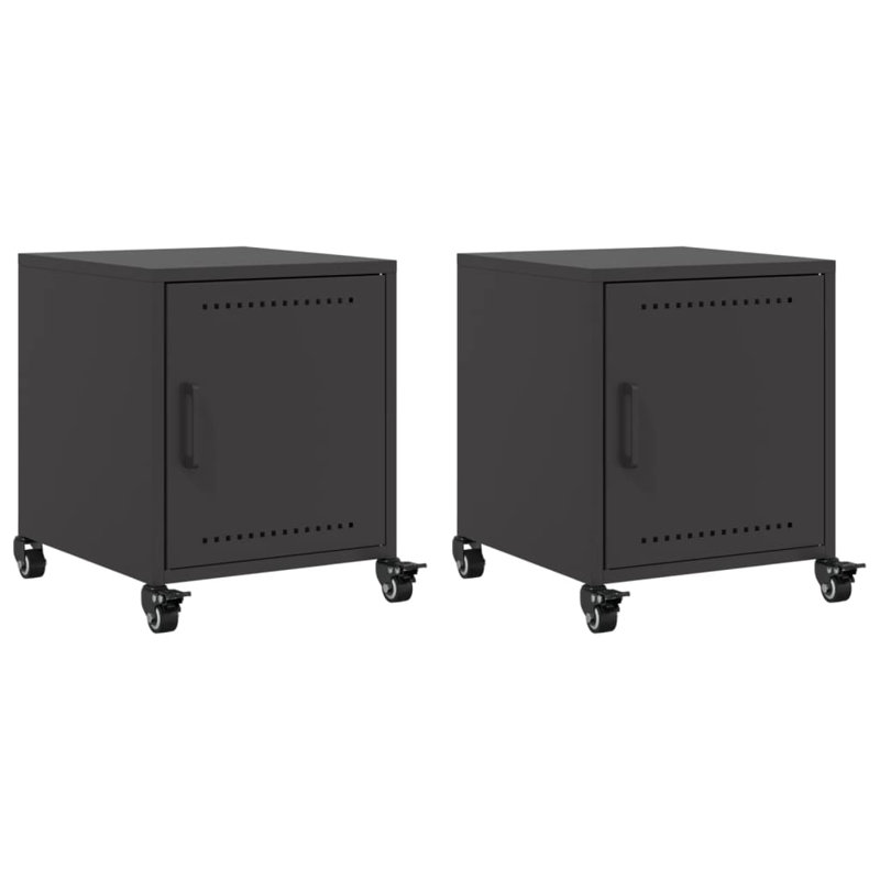 Preslei 36cm W Steel Bedside Table, Black, Set of 2