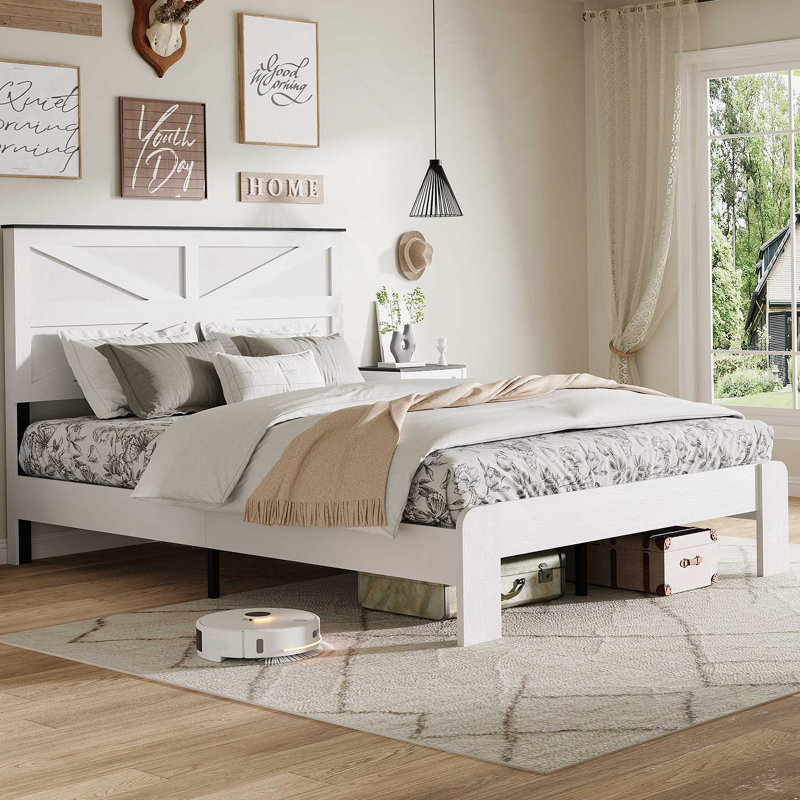Queen size wooden bed with sturdy legs, Queen