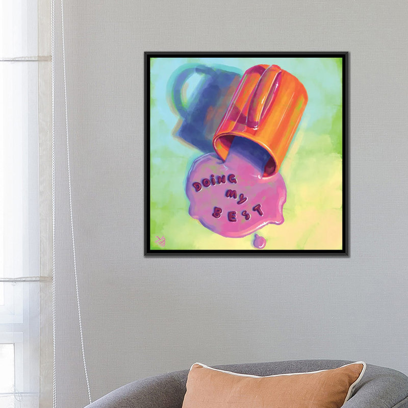 «Doing My Best», reproduction d'art sur toile encadrée, H 26 po x l 26 po, Toile à cadre flottant sans passe-partout, Noir
