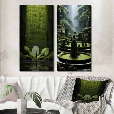 Mediation Zen Garden Contemplation - Ensemble de 2 décorations murales paysages abstraits