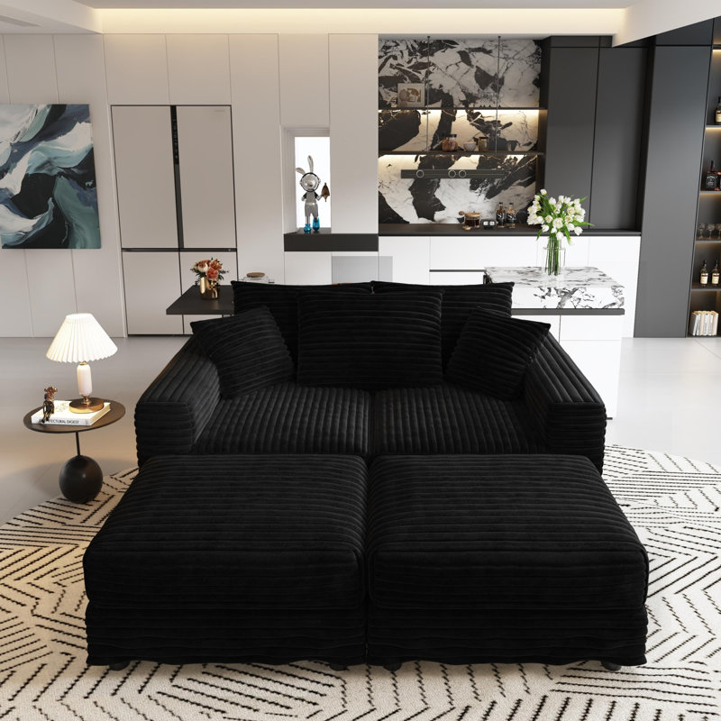 Canapé profond en velours côtelé moelleux de style moderne