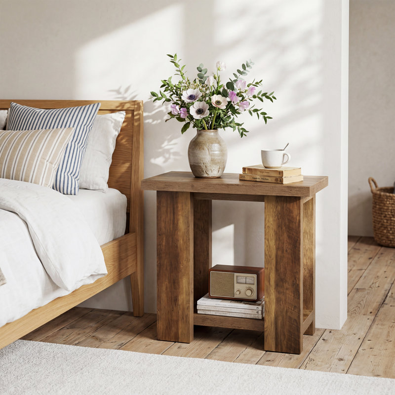 Table d'appoint en bois, 1 pièce, Brun, Individuel