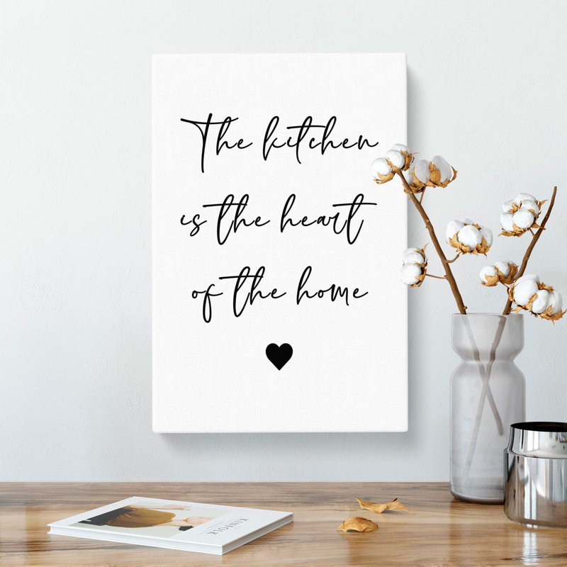 Kitchen in the Heart of the Home - Wrapped Canvas Typography, 50cm H x 35cm W x 3cm D