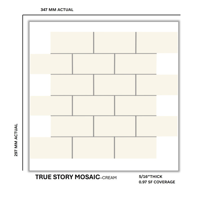 True Story 2'' W x 4'' L Porcelain Throughbody Tile Brick Mosaic Sheet, Cream