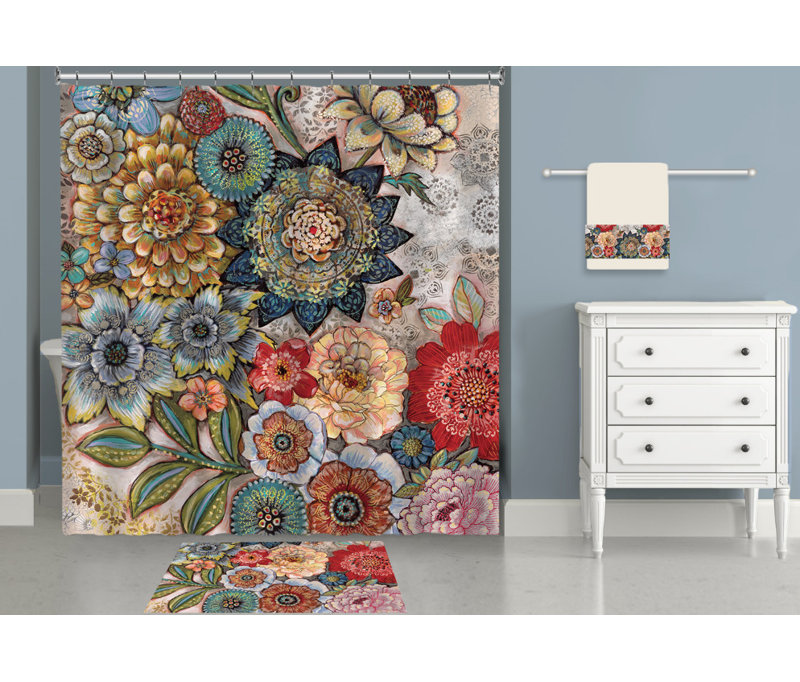 Rideau de douche à motif floral bohème Haskell par Laural Home